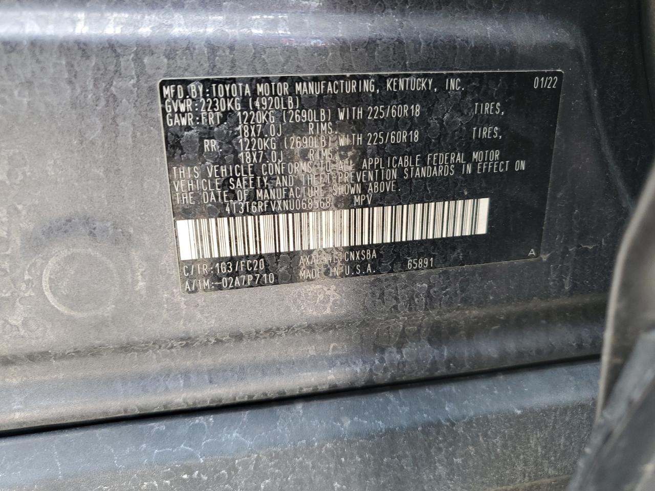2022 Toyota Rav4 Se VIN: 4T3T6RFVXNU068568 Lot: 69413365