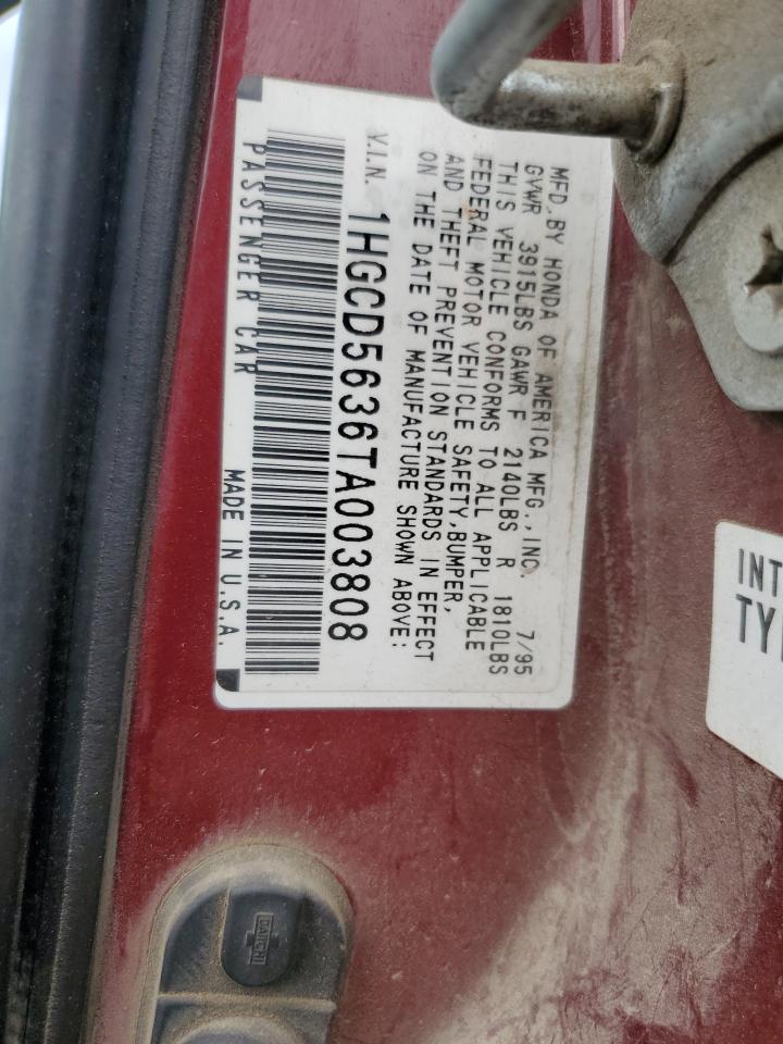 1996 Honda Accord Lx VIN: 1HGCD5636TA003808 Lot: 70521825