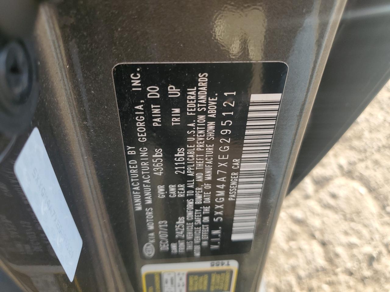 2014 Kia Optima Lx VIN: 5XXGM4A7XEG295121 Lot: 69859845