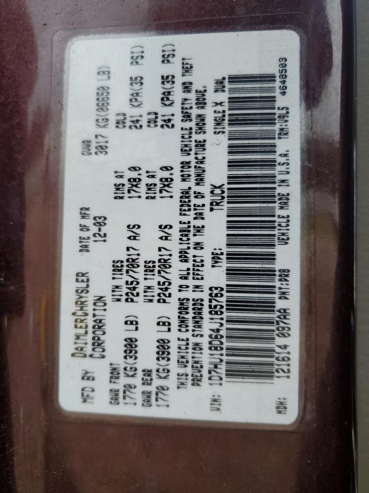 2004 Dodge Ram 1500 St VIN: 1D7HU18D64J185763 Lot: 68433155