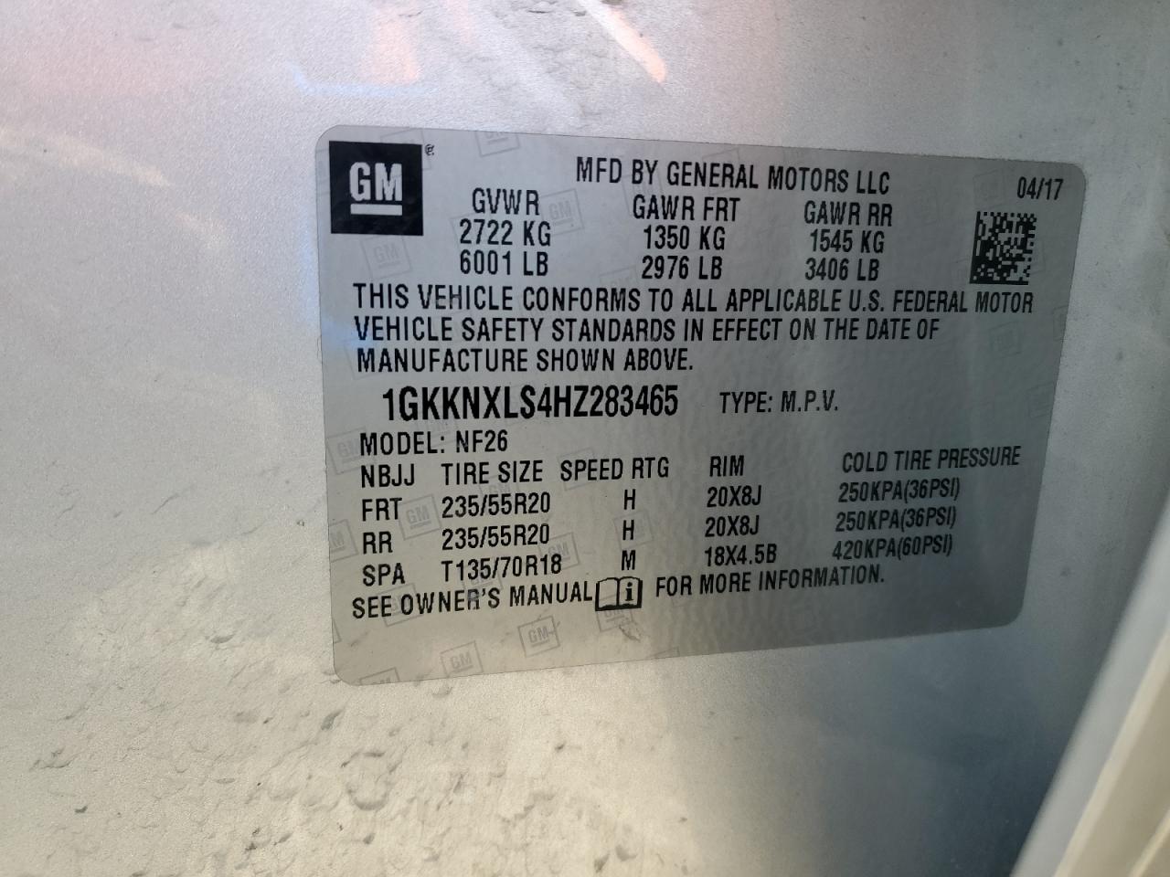 2017 GMC Acadia Denali VIN: 1GKKNXLS4HZ283465 Lot: 68106645