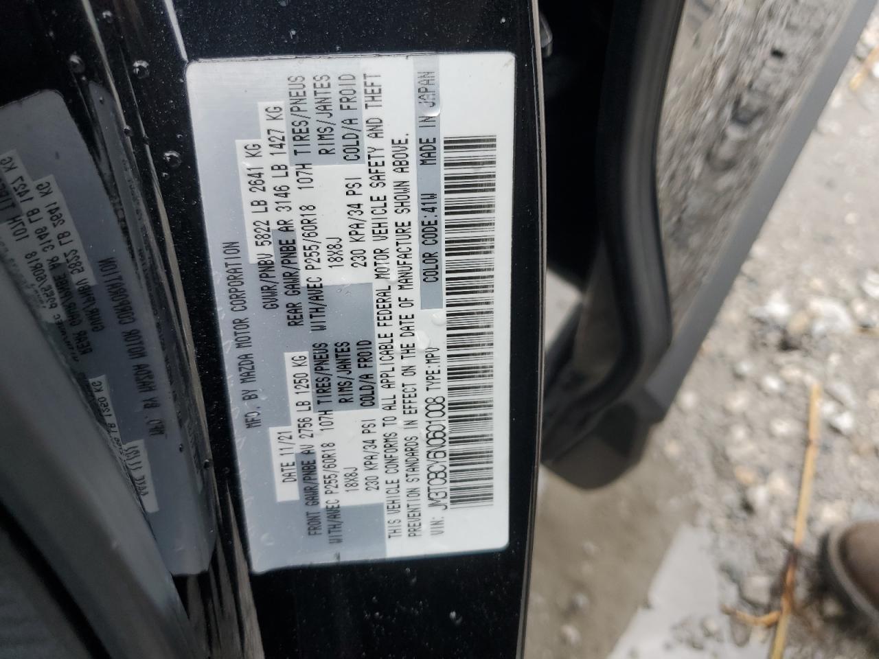 2022 Mazda Cx-9 Touring VIN: JM3TCBCY6N0601008 Lot: 70848935