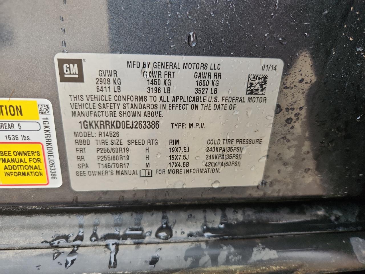 2014 GMC Acadia Slt-1 VIN: 1GKKRRKD0EJ263386 Lot: 70657005