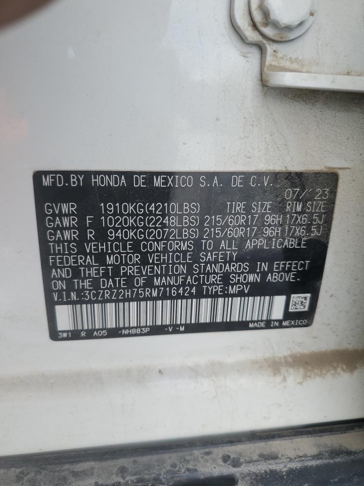 2024 Honda Hr-V Exl VIN: 3CZRZ2H75RM716424 Lot: 70485785