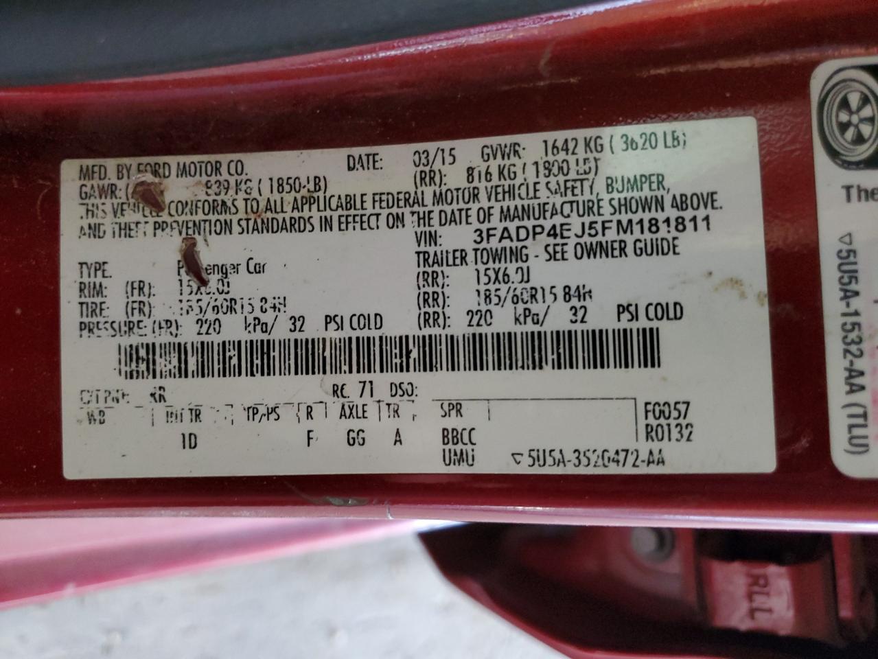 3FADP4EJ5FM181811 2015 Ford Fiesta Se