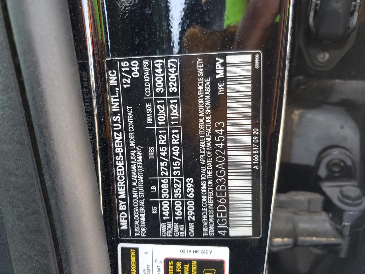 2016 Mercedes-Benz Gle Coupe 450 4Matic VIN: 4JGED6EB3GA024543 Lot: 69105325