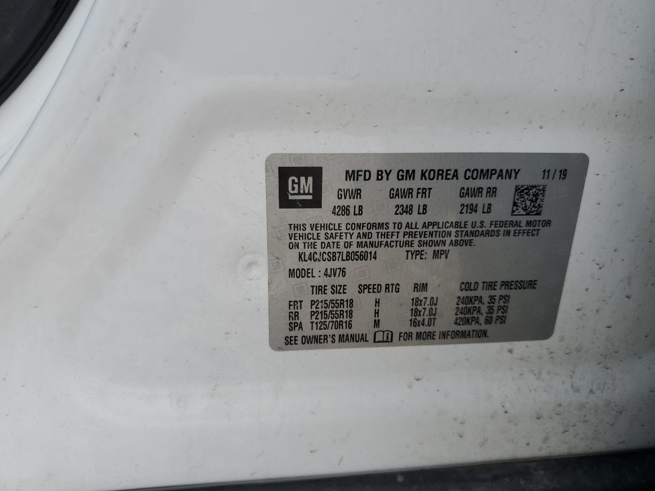 2020 Buick Encore Essence VIN: KL4CJCSB7LB056014 Lot: 69682785