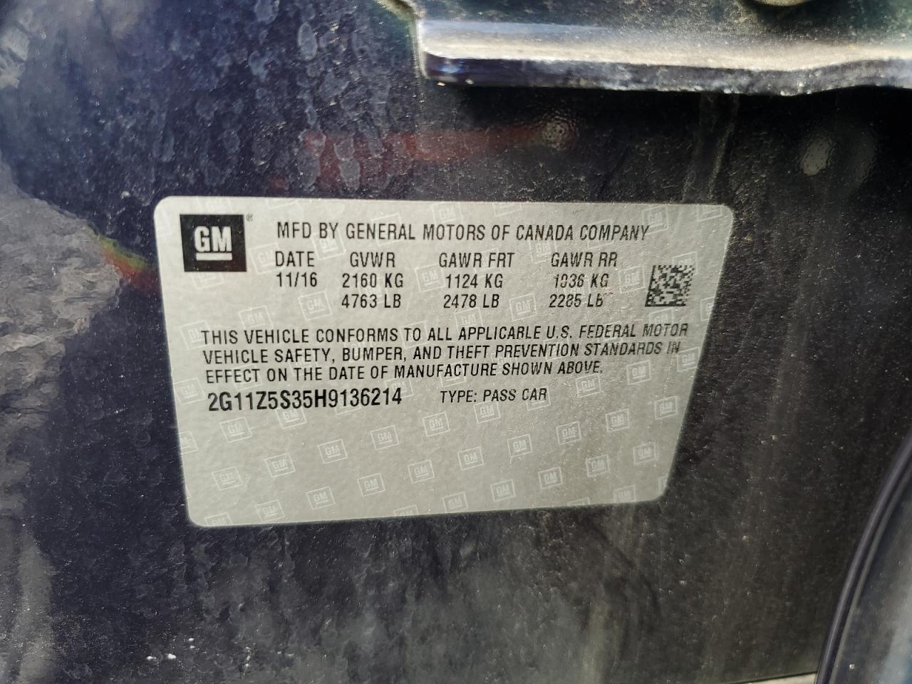 2017 Chevrolet Impala Ls VIN: 2G11Z5S35H9136214 Lot: 67558695