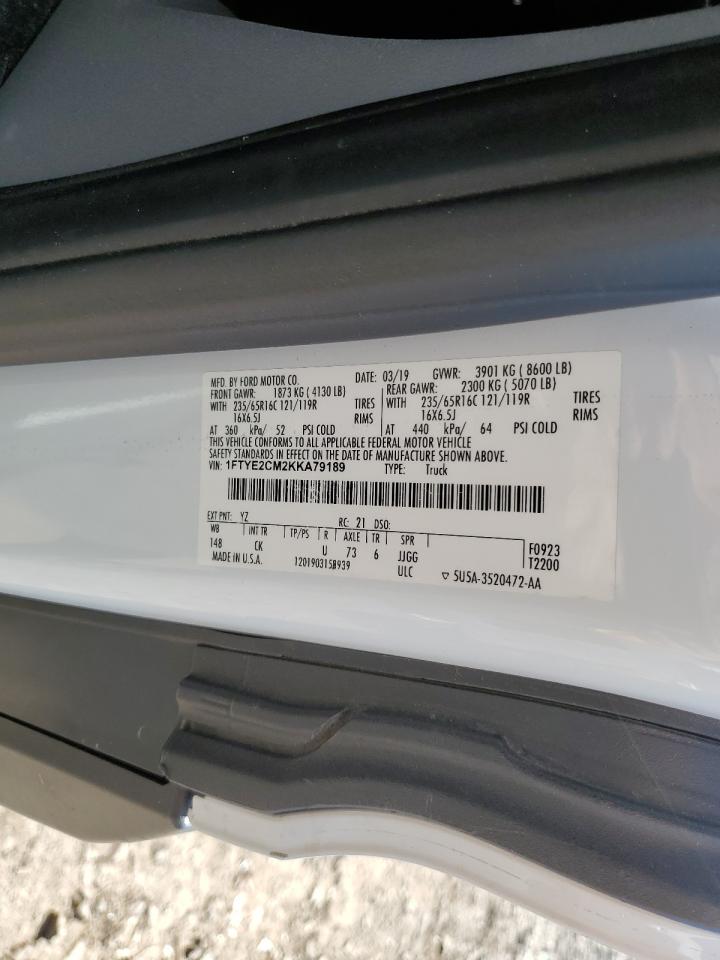 2019 Ford Transit T-150 VIN: 1FTYE2CM2KKA79189 Lot: 67123375