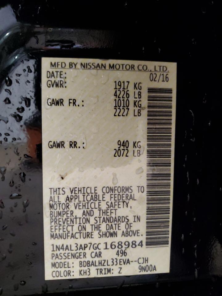 2016 Nissan Altima 2.5 VIN: 1N4AL3AP7GC168984 Lot: 70765645