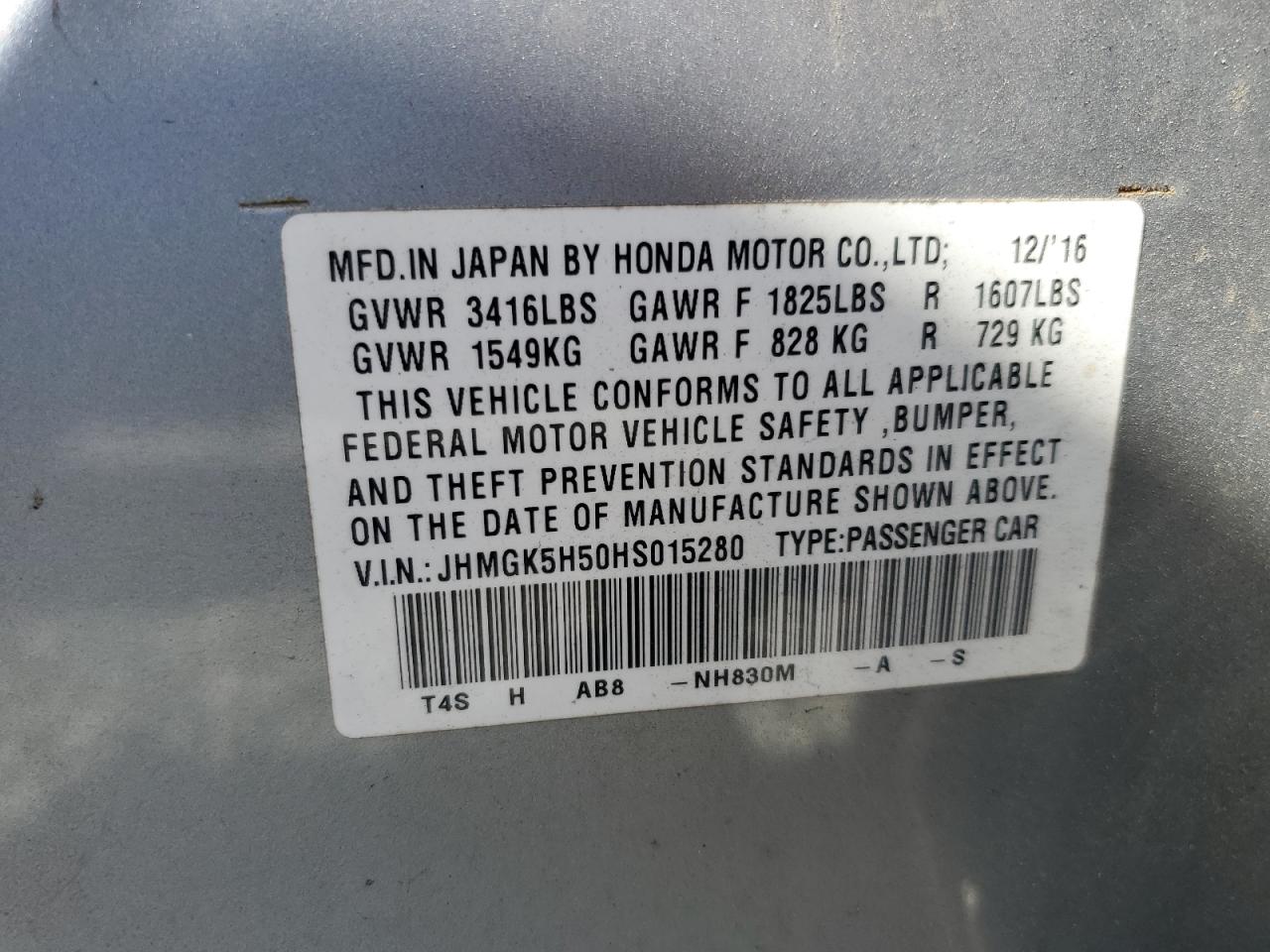 2017 Honda Fit Lx VIN: JHMGK5H50HS015280 Lot: 70681995