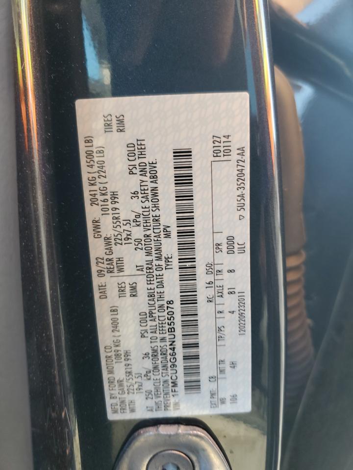 2022 Ford Escape Se VIN: 1FMCU9G64NUB55078 Lot: 68168695