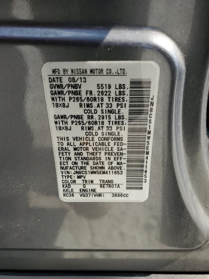 2014 Infiniti Qx70 VIN: JN8CS1MW5EM411653 Lot: 69270735