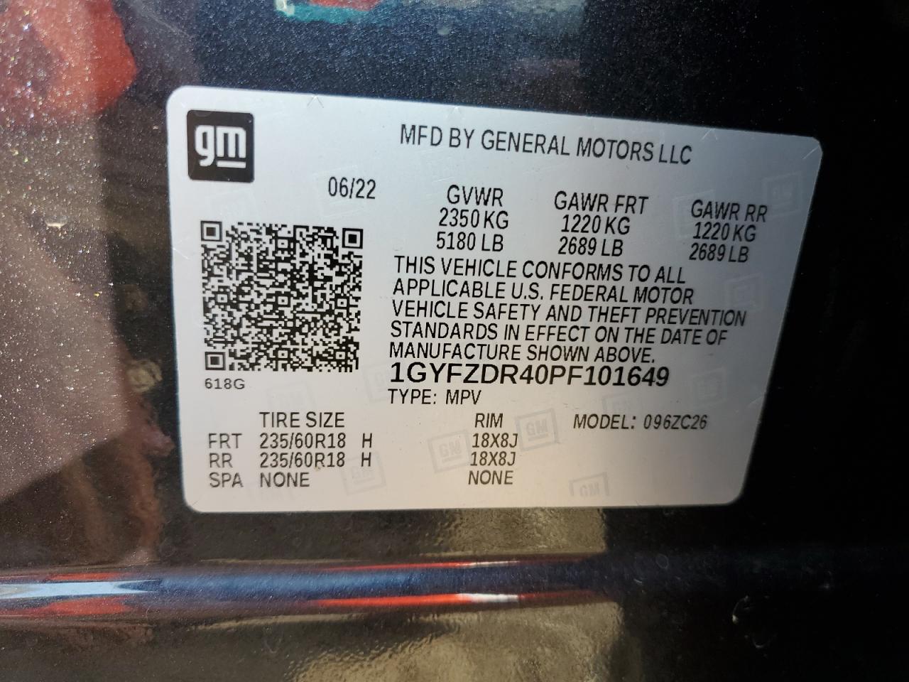 2023 Cadillac Xt4 Premium Luxury VIN: 1GYFZDR40PF101649 Lot: 68788695