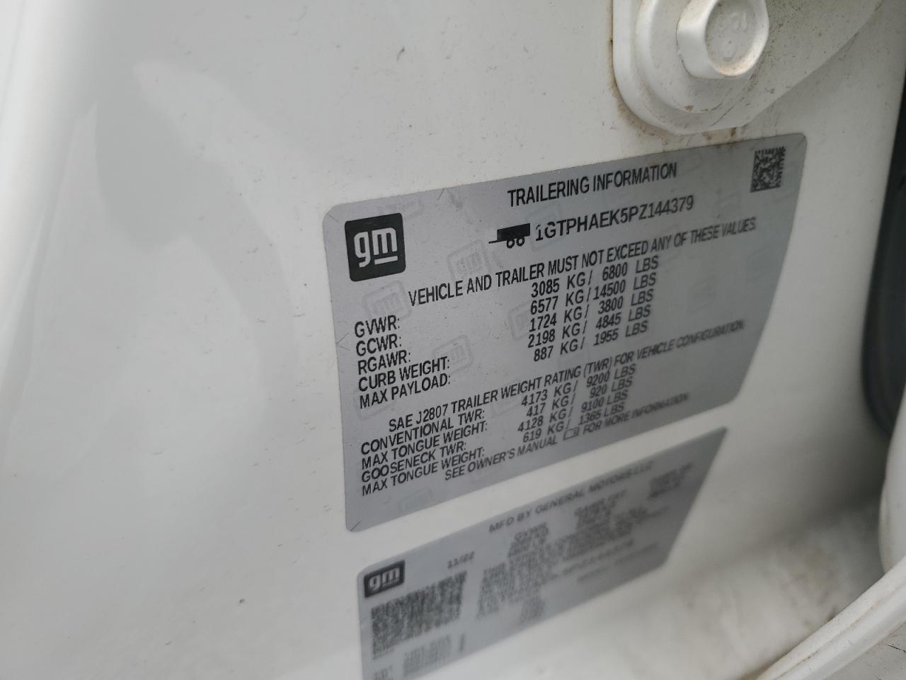 2023 GMC Sierra C1500 VIN: 1GTPHAEK5PZ144379 Lot: 70633625