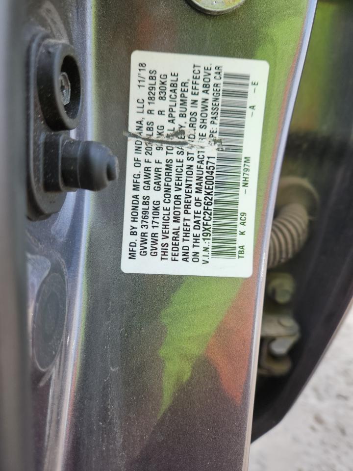 2019 Honda Civic Lx VIN: 19XFC2F62KE004571 Lot: 70326335