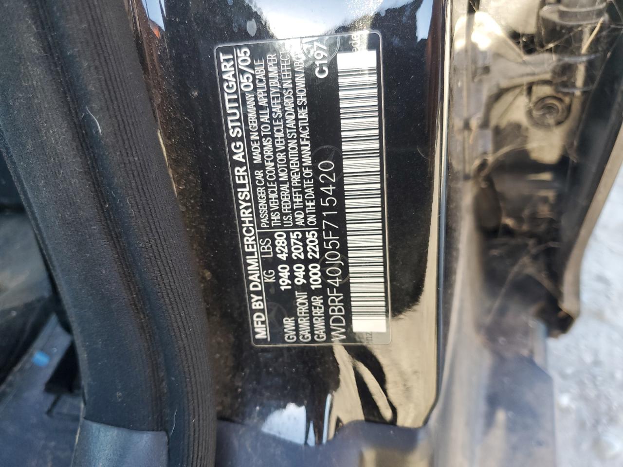 2005 Mercedes-Benz C 230K Sport Sedan VIN: WDBRF40J05F715420 Lot: 69414935