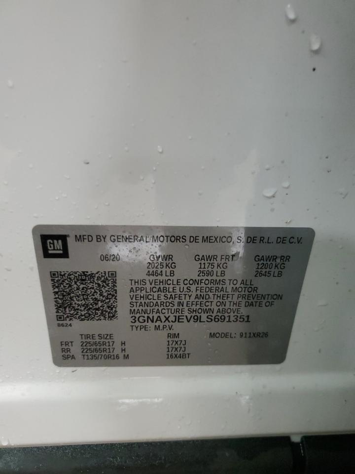 2020 Chevrolet Equinox Lt VIN: 3GNAXJEV9LS691351 Lot: 70363385