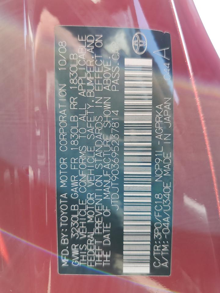 2009 Toyota Yaris VIN: JTDJT903695237814 Lot: 68229145