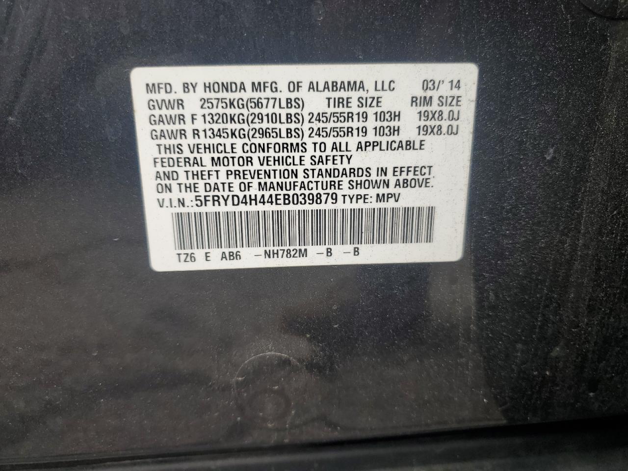 2014 Acura Mdx Technology VIN: 5FRYD4H44EB039879 Lot: 70260315