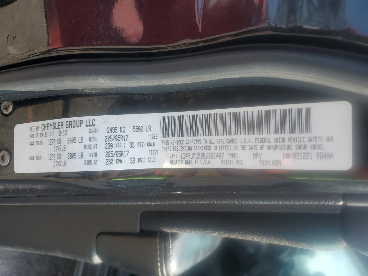 2014 Jeep Cherokee Latitude VIN: 1C4PJMCS2EW121407 Lot: 68902205