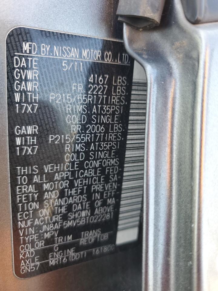 2011 Nissan Juke S VIN: JN8AF5MV5BT022281 Lot: 68283205