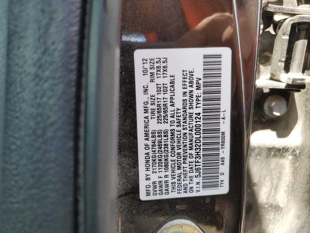 2013 Honda Crosstour Ex VIN: 5J6TF3H32DL000124 Lot: 69435065