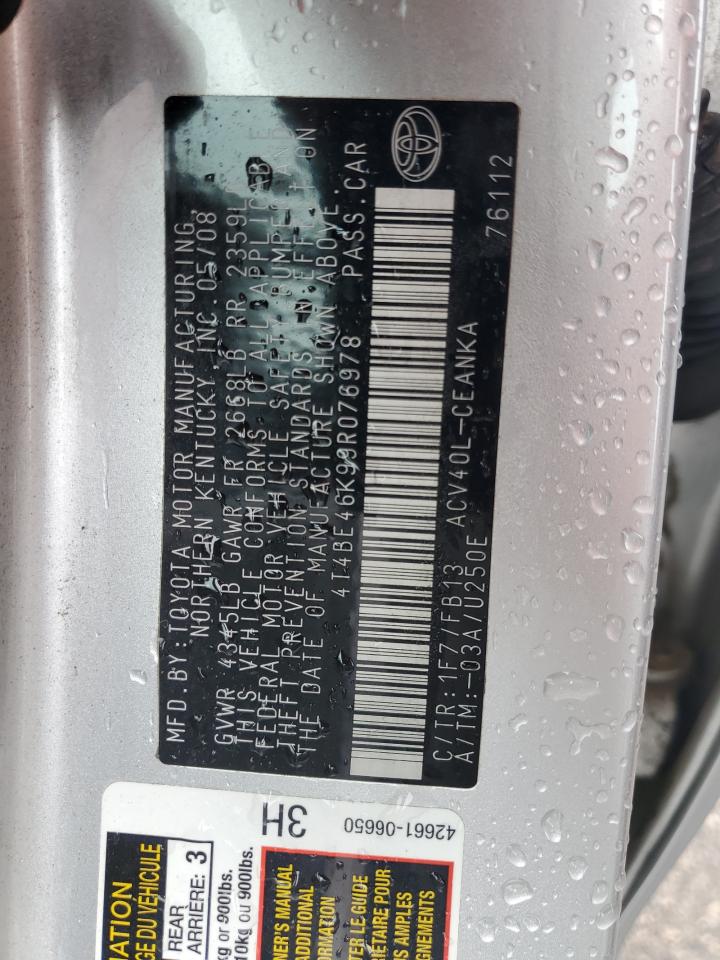 2009 Toyota Camry Base VIN: 4T4BE46K99R076978 Lot: 71211045