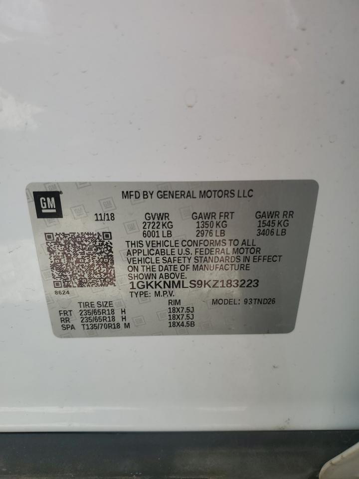 2019 GMC Acadia Slt-1 VIN: 1GKKNMLS9KZ183223 Lot: 67896765