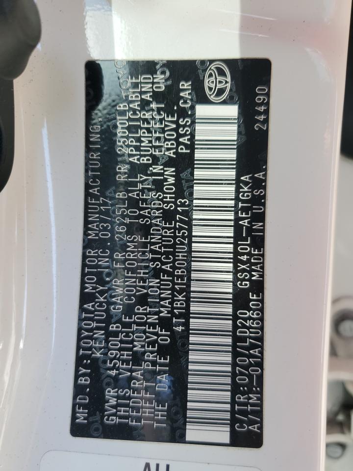 2017 Toyota Avalon Xle VIN: 4T1BK1EB0HU257713 Lot: 68943125