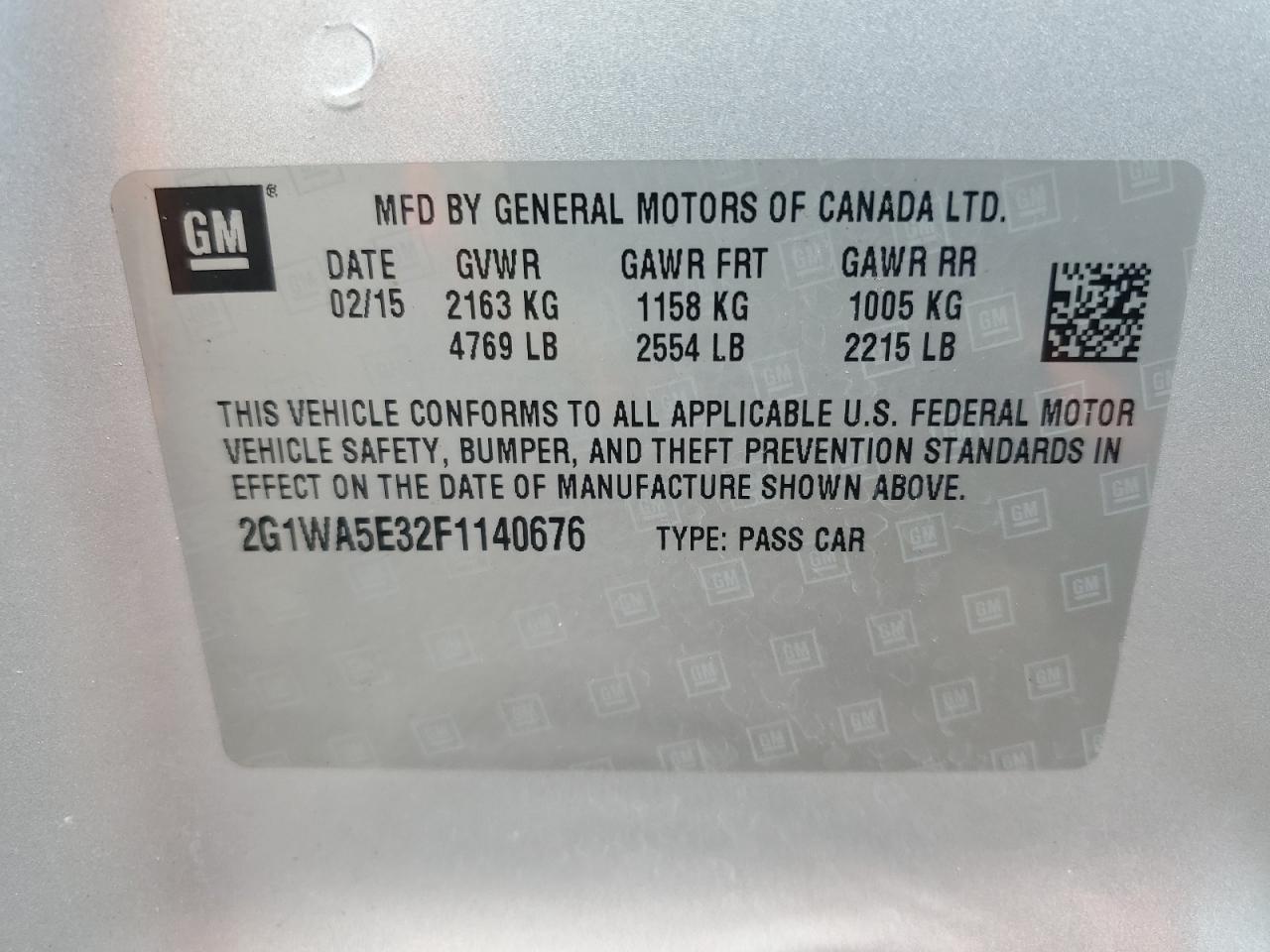 2015 Chevrolet Impala Limited Ls VIN: 2G1WA5E32F1140676 Lot: 70555655