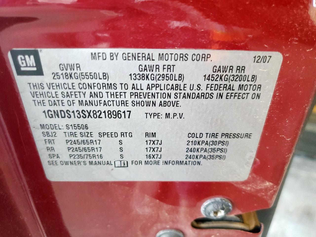 2008 Chevrolet Trailblazer Ls VIN: 1GNDS13SX82189617 Lot: 67126175