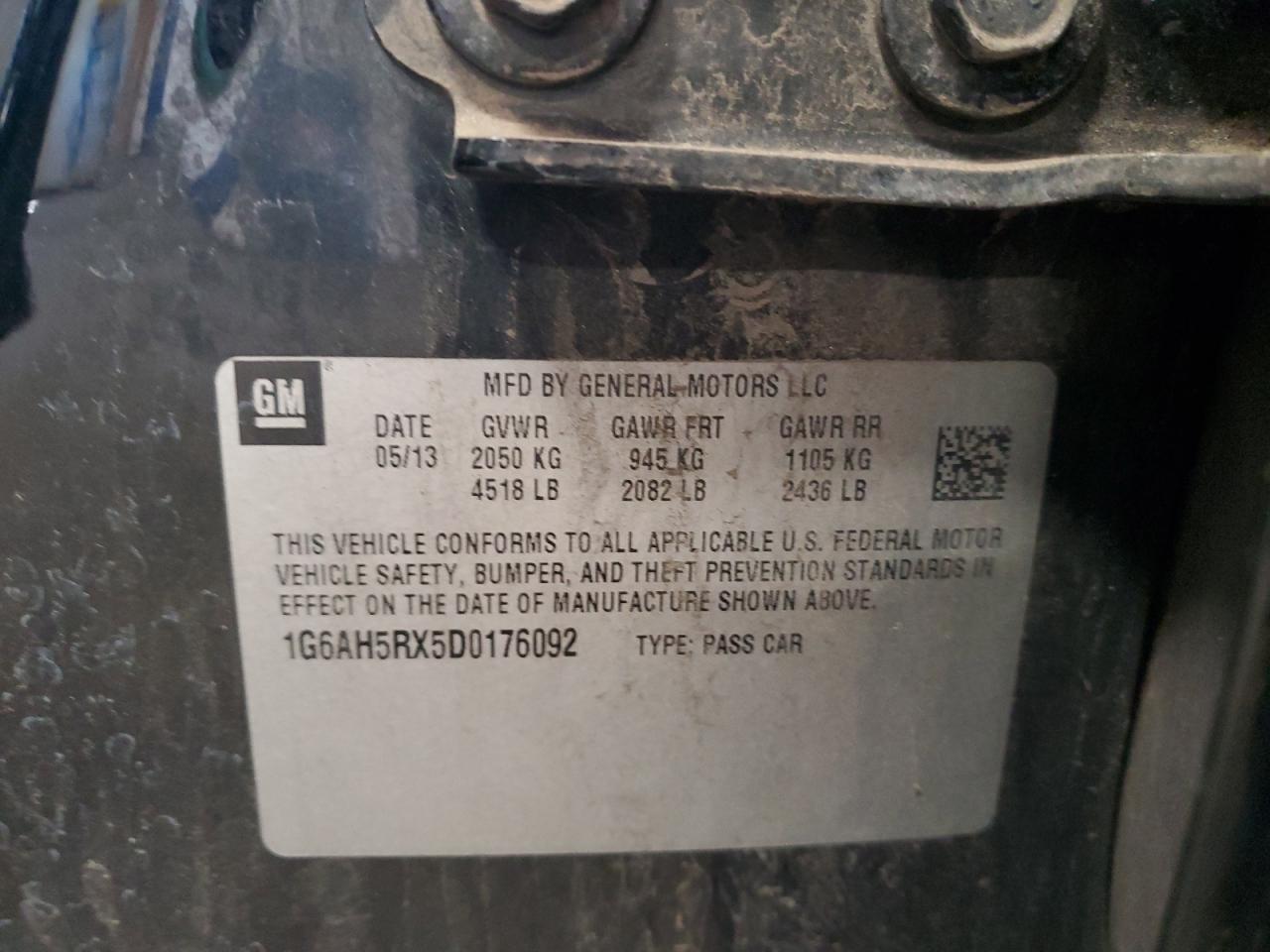 2013 Cadillac Ats Luxury VIN: 1G6AH5RX5D0176092 Lot: 68926295