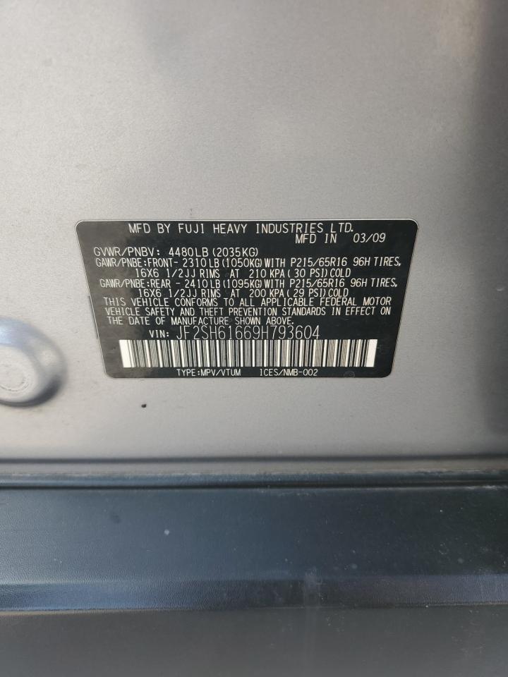 2009 Subaru Forester 2.5X VIN: JF2SH61669H793604 Lot: 69460655