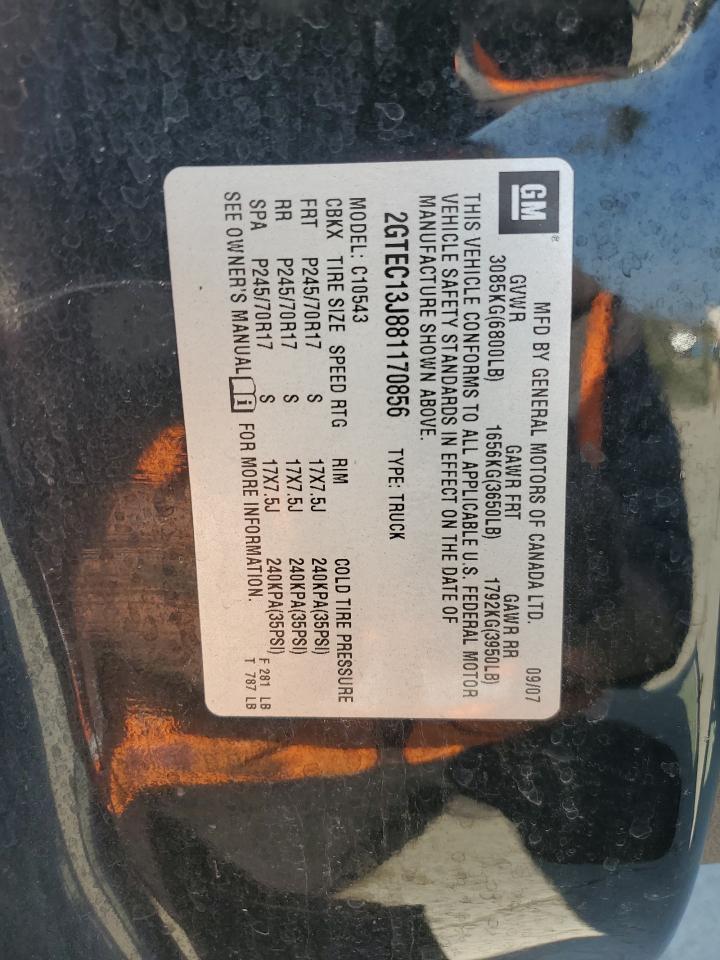 2008 GMC Sierra C1500 VIN: 2GTEC13J881170856 Lot: 70598835