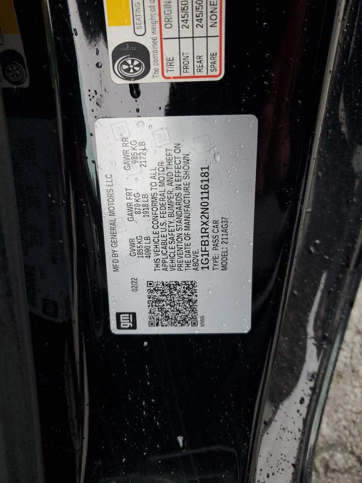 2022 Chevrolet Camaro Ls VIN: 1G1FB1RX2N0116181 Lot: 67584945