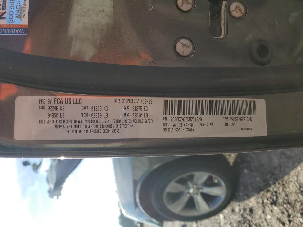 2019 Dodge Challenger Sxt VIN: 2C3CDZAG6KH751320 Lot: 68336875