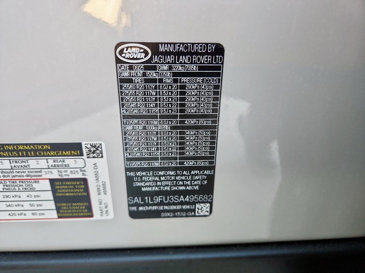 2025 Land Rover Range Rover Sport Dynamic Se VIN: SAL1L9FU3SA495682 Lot: 70009635