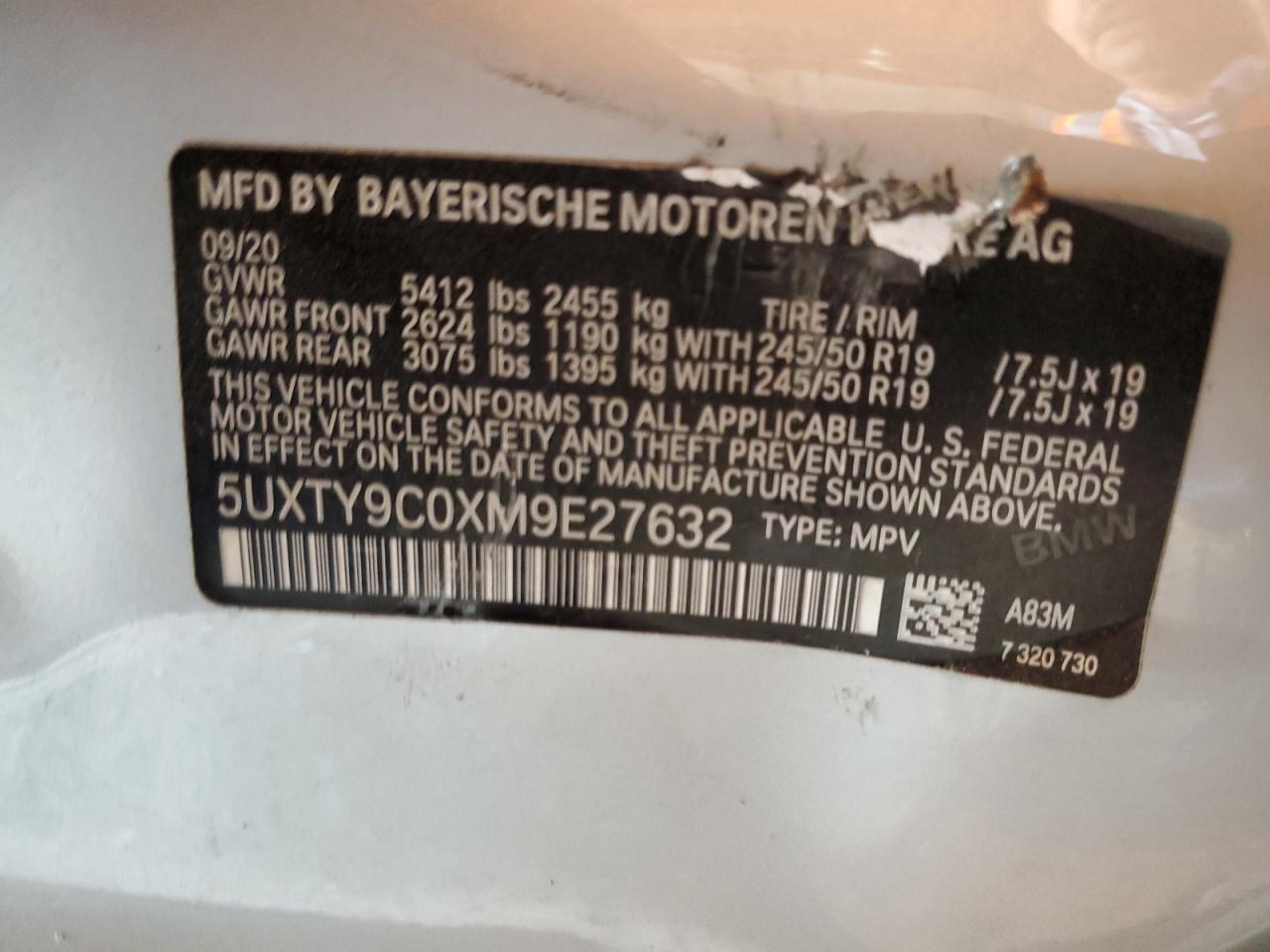 2021 BMW X3 xDrivem40I VIN: 5UXTY9C0XM9E27632 Lot: 68714045