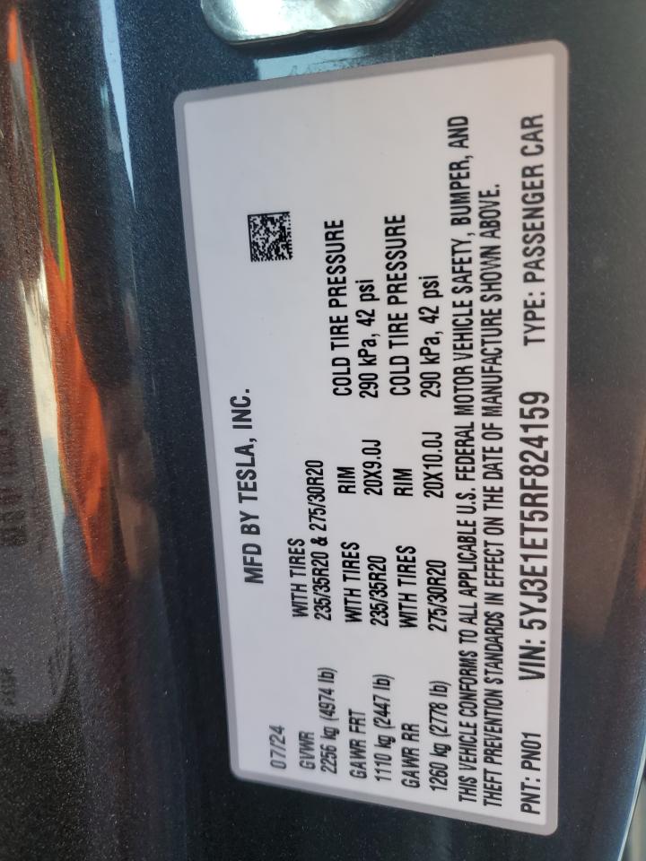 2024 Tesla Model 3 VIN: 5YJ3E1ET5RF824159 Lot: 69636845