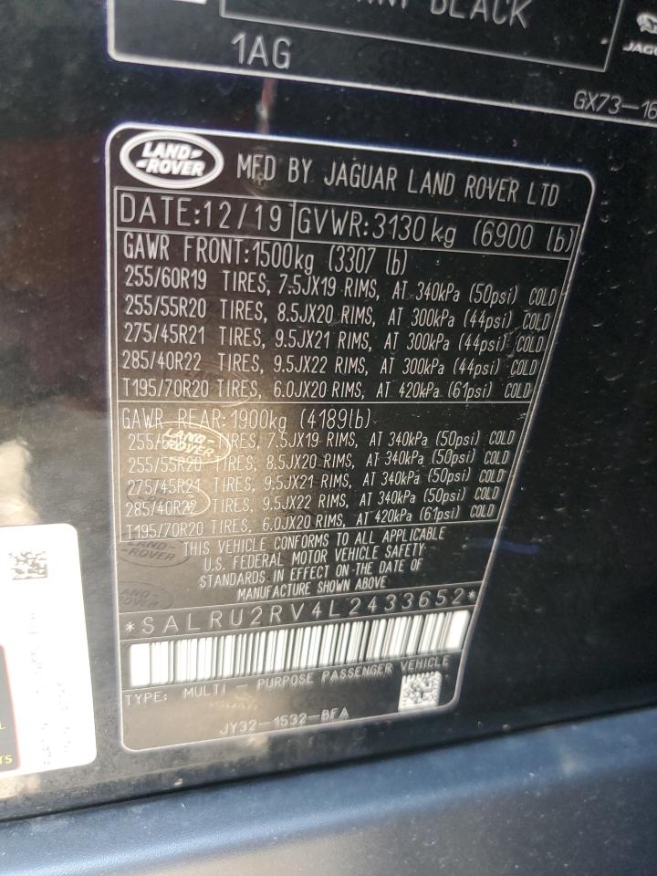 2020 Land Rover Discovery Landmark VIN: SALRU2RV4L2433652 Lot: 68961485