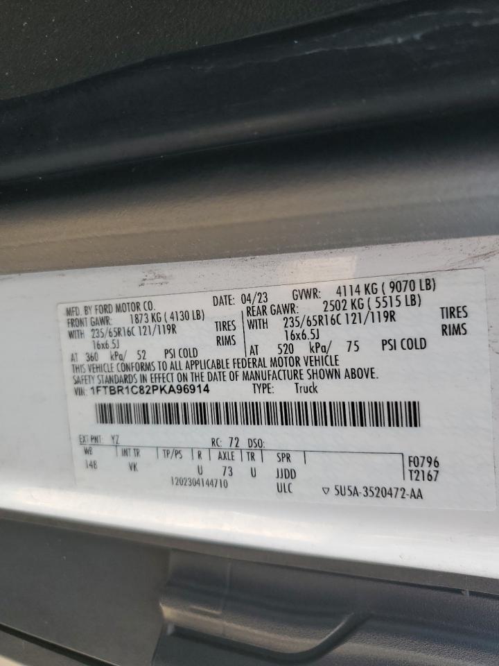 2023 Ford Transit T-250 VIN: 1FTBR1C82PKA96914 Lot: 71027785