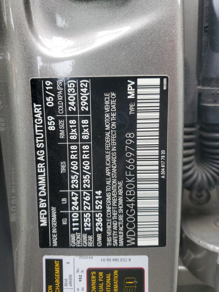 2019 Mercedes-Benz Glc 300 4Matic VIN: WDC0G4KB0KF669798 Lot: 66691415