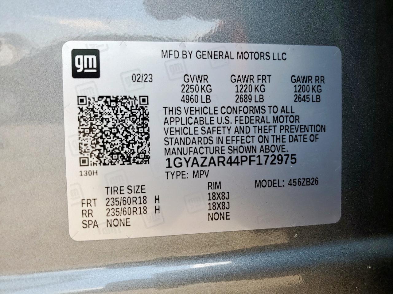 2023 Cadillac Xt4 Luxury VIN: 1GYAZAR44PF172975 Lot: 69706965
