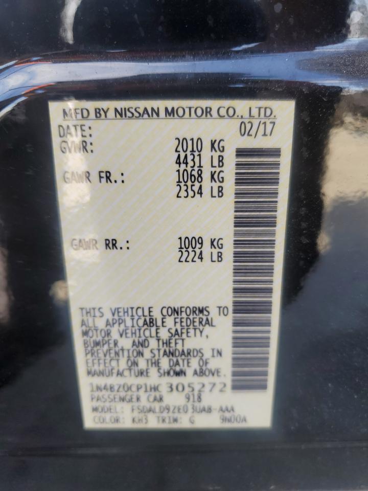 2017 Nissan Leaf S VIN: 1N4BZ0CP1HC305272 Lot: 70413365