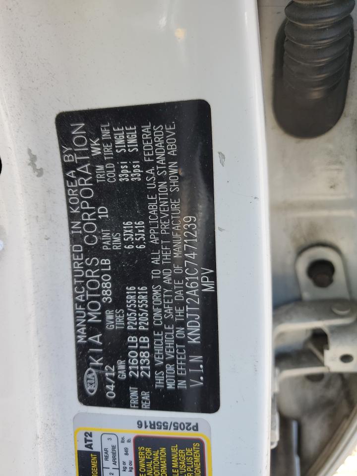 2012 Kia Soul + VIN: KNDJT2A61C7471239 Lot: 68710265