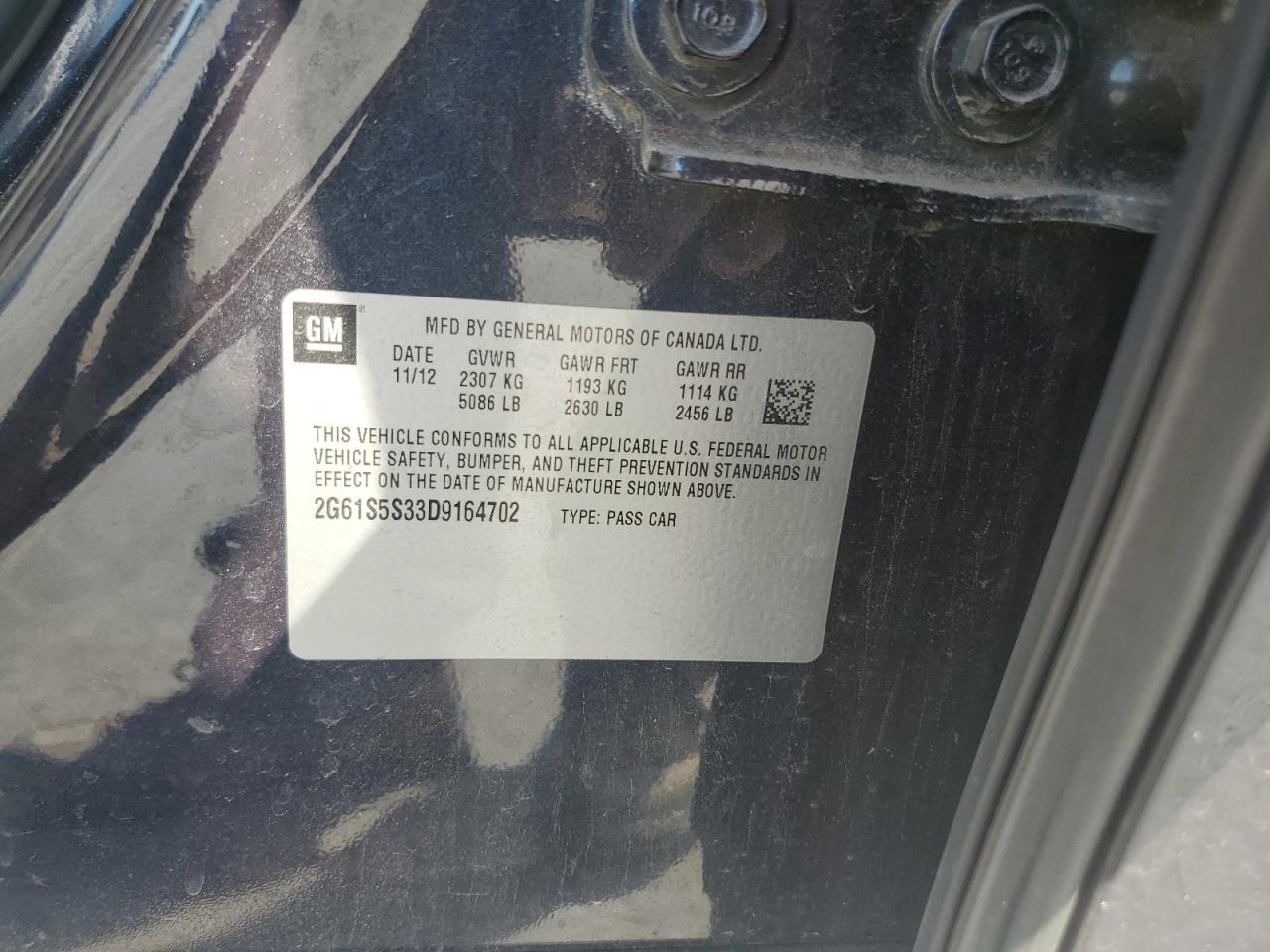 2013 Cadillac Xts Premium Collection VIN: 2G61S5S33D9164702 Lot: 69496895