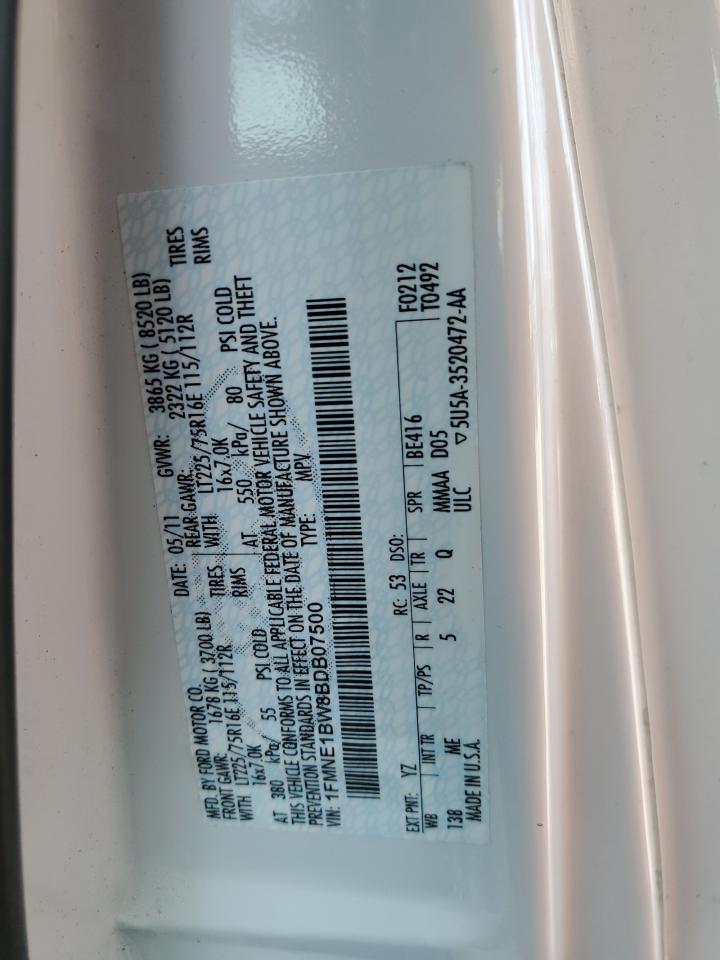 2011 Ford Econoline E150 Wagon VIN: 1FMNE1BW8BDB07500 Lot: 69128865