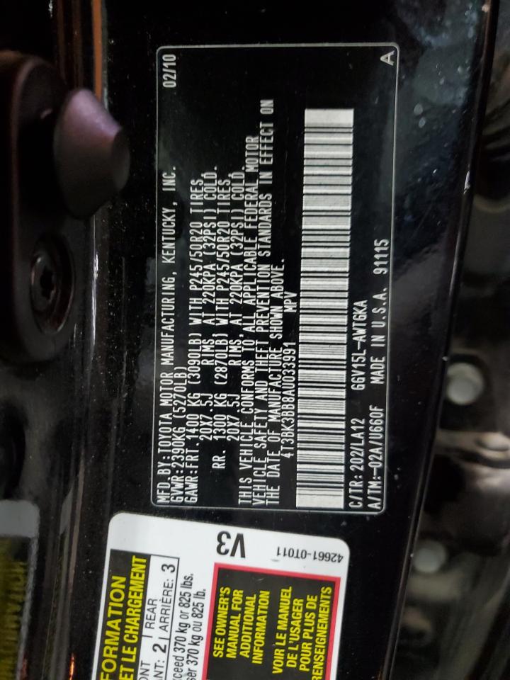 2010 Toyota Venza VIN: 4T3BK3BB8AU033991 Lot: 68219945