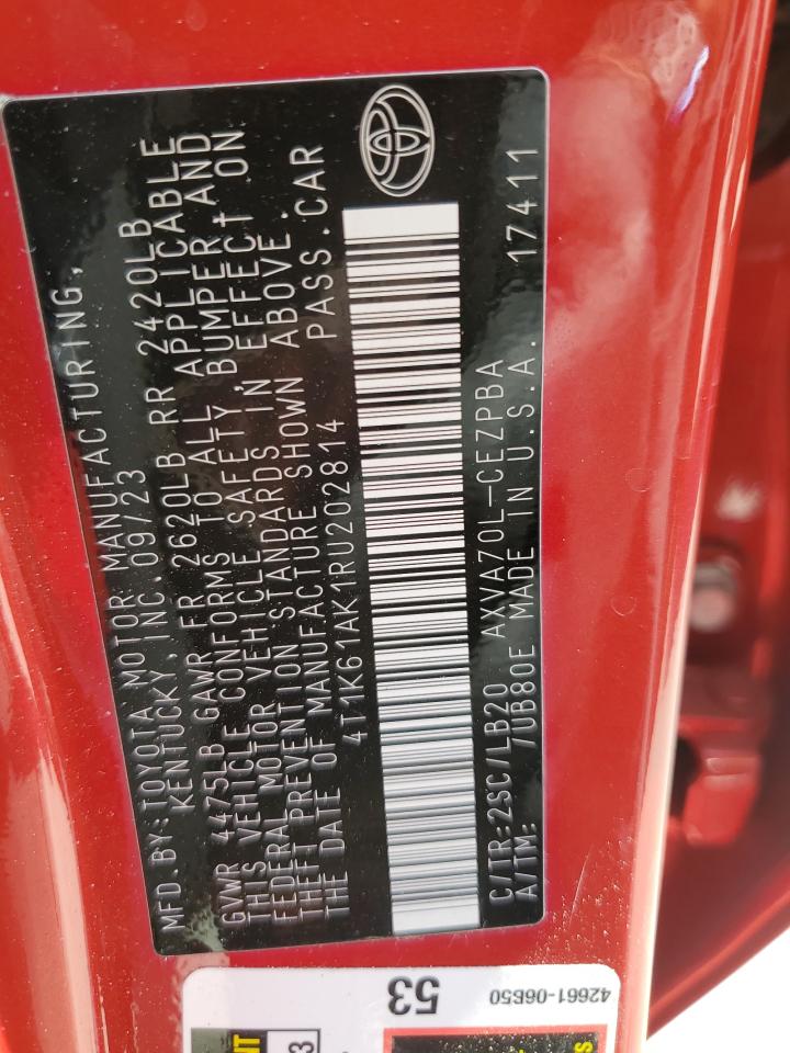 2024 Toyota Camry Xse VIN: 4T1K61AK1RU202814 Lot: 68450875